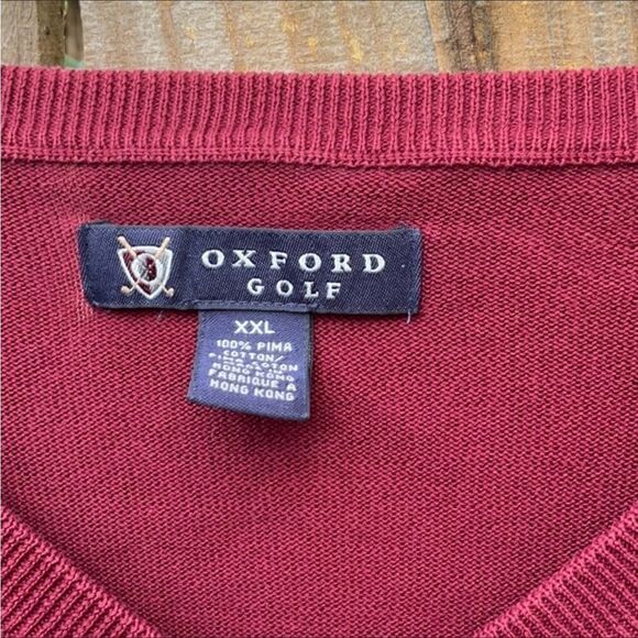Take 50% OFF- Oxford Golf Burgundy V-neck Sweater, Size-XXL - Picture 3 of 7